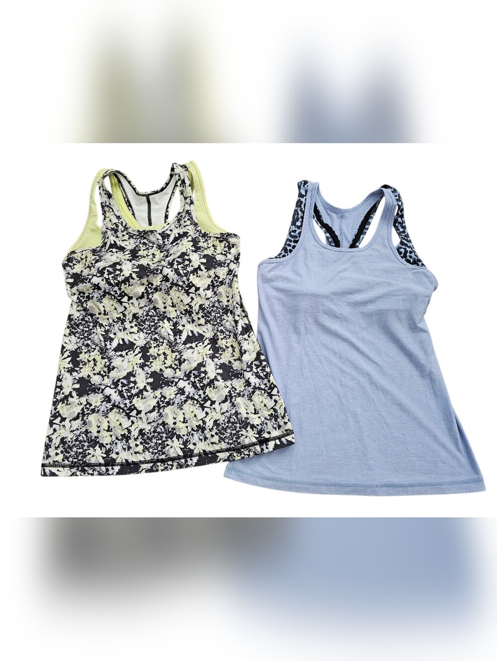 Lululemon Inspiration Tank II (2) Size 6 Purple Leopard And Yellow Floral